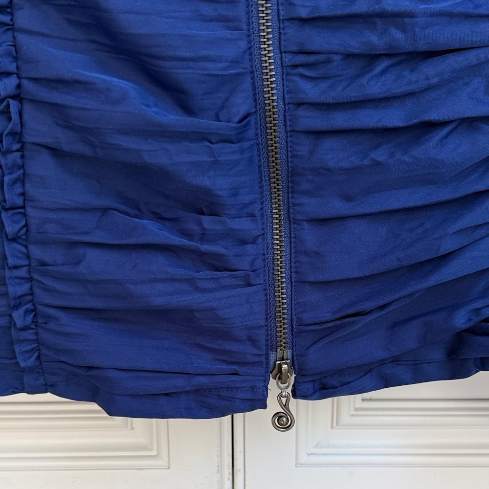 Samuel Dong royal Blue Ruched light Coat - Picture 4 of 6